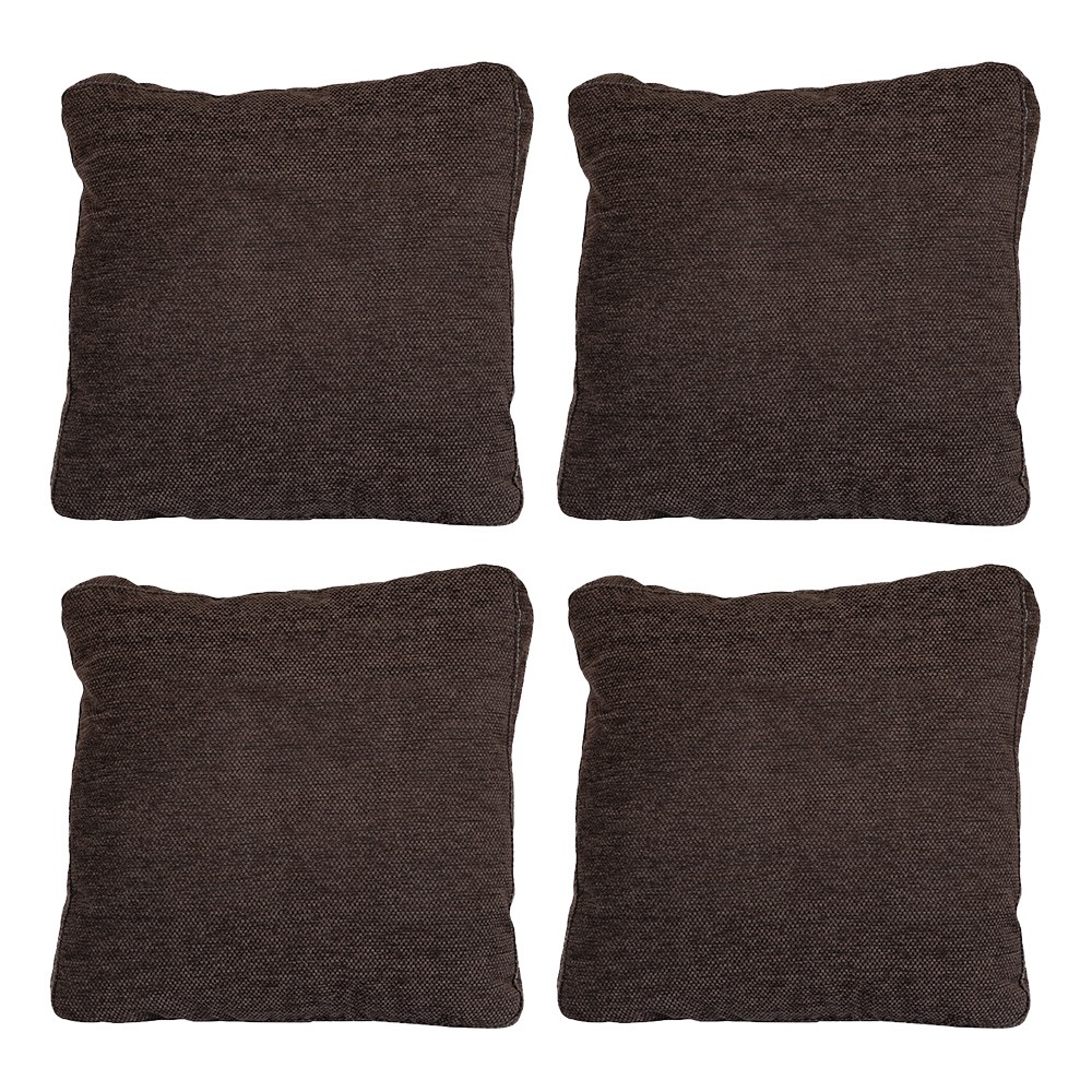 Set De 4 Cojines Decorativos Dicasa Zita Color Chocolate Cuadrado Grande