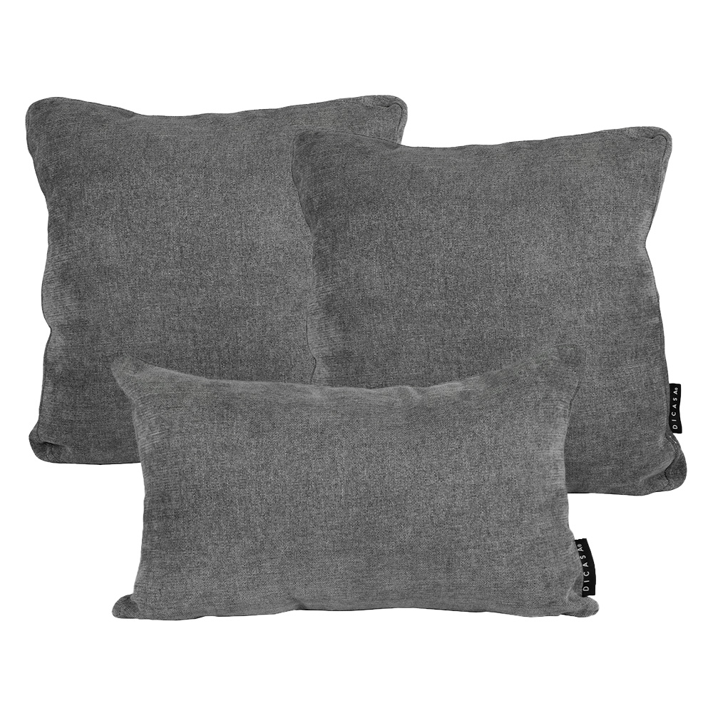 Foto 2 pulgar | Set De 3 Cojínes Dicasa 1 Rectangular Y 2 Cuadrados Grandes Color Dark Grey