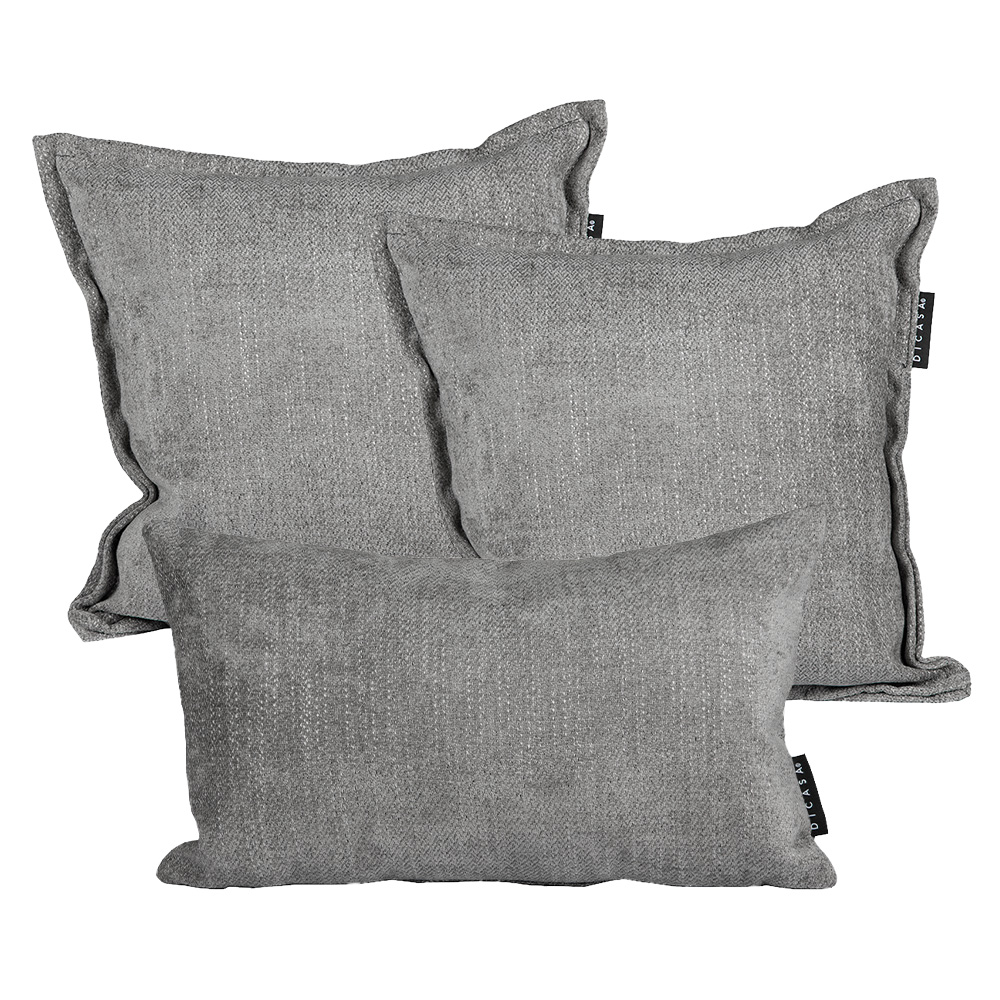 Set De 3 Cojínes Dicasa 2 Cuadrados + 1 Rectangular Color Gris Oscuro