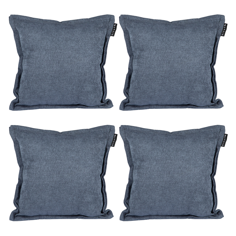 Set De 4 Cojines Decorativos Dicasa Cuadradotapizsteel Blue
