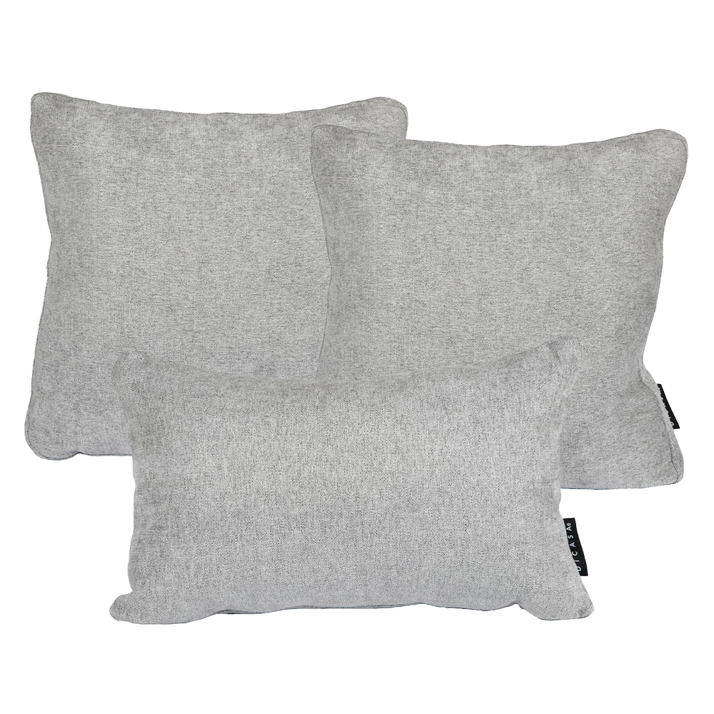 Set De 3 Cojínes Dicasa 1 Rectangular Y 2 Cuadrados Grandes Tapizgris Duk
