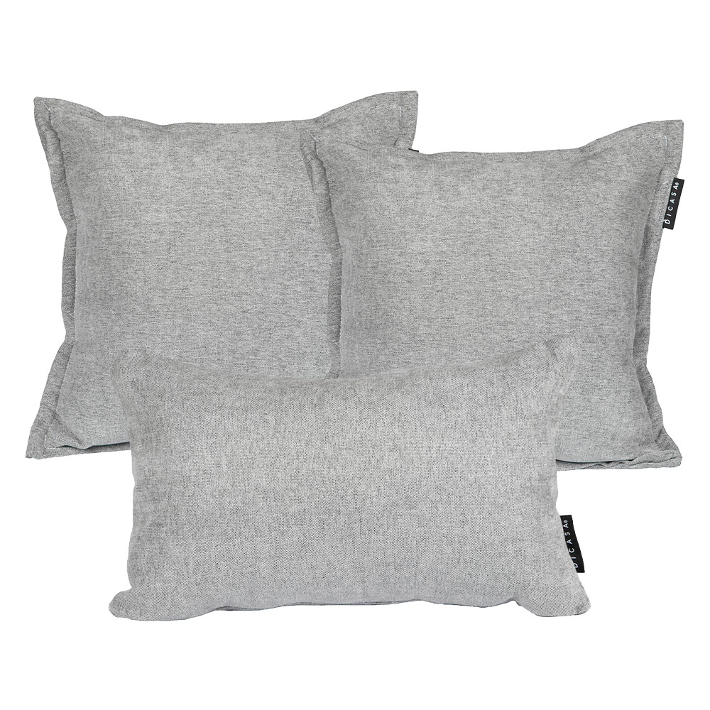Foto 1 | Set De 3 Cojines Dicasa Kappa Delta Color Gris Duk  (2 Cuadrados + 1 Rectangular)
