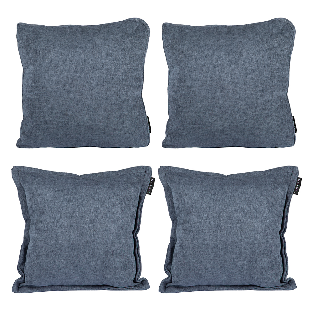 Set De 4 Cojines Dicasa Kappa Zita Color Steel Blue (2 Cuadrados + 2 Cuadrados Grandes)