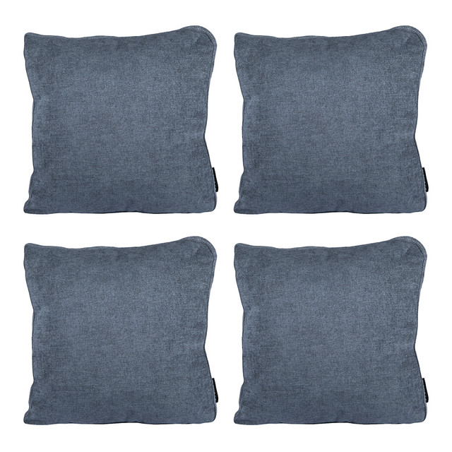 Set De 4 Cojines Dicasa Color Steel Blue Cuadrado Grande