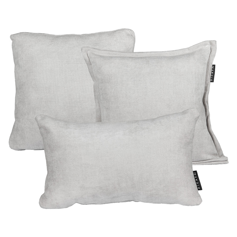 Set De 3 Cojines Decorativos  Dicasa Kappa Zita Delta Gris Ash 1 Cuadrado + 1 Cuad Gde Y 1 Rect
