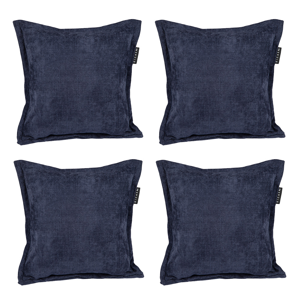 Set De 4 Cojines Decorativos Dicasa Kappa Steel Blue Cuadrado