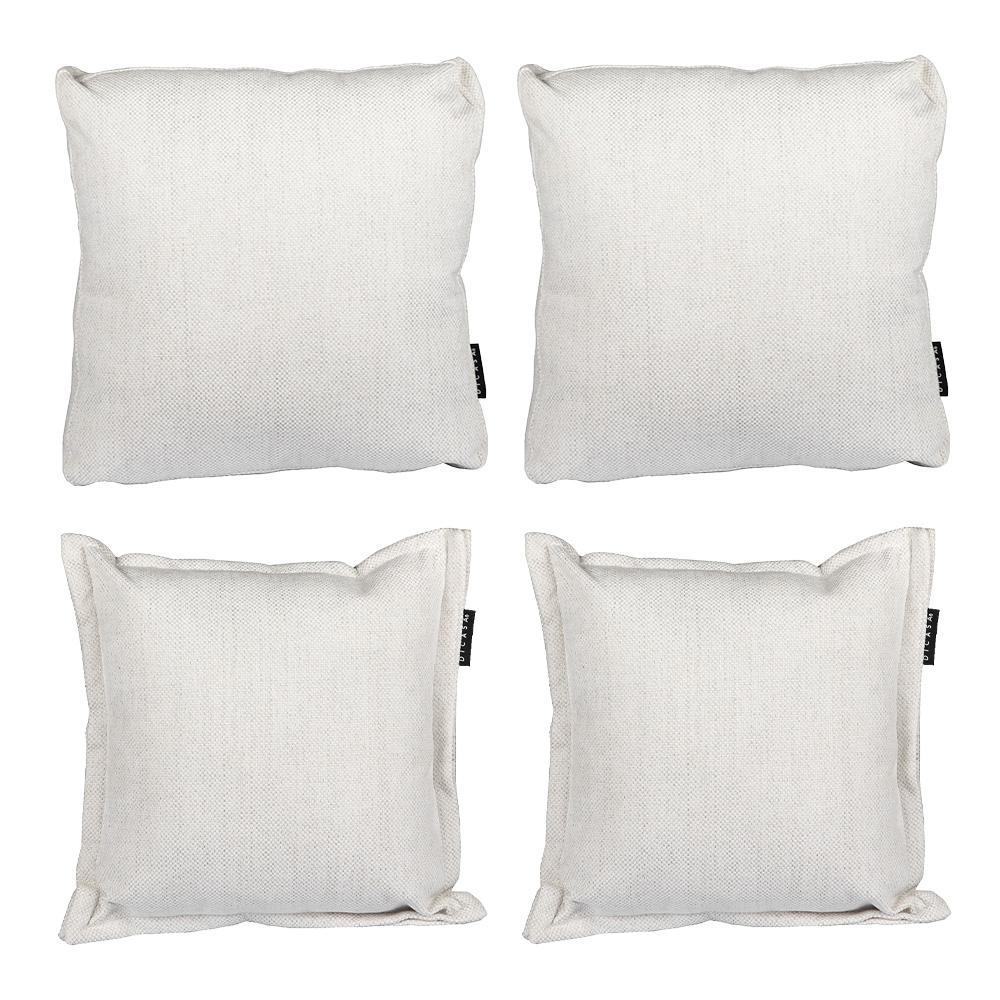 Set De 4 Cojines Dicasa Kappa Zita Color Blanco(2 Cuadrados + 2 Cuadrados Grandes)