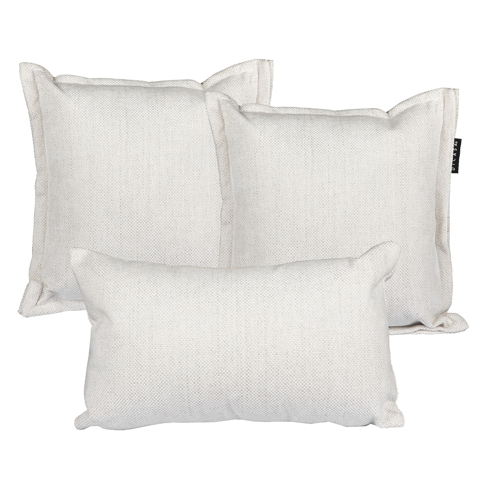 Set De 3 Cojines Dicasa Kappa Delta Color Blanco(2 Cuadrados + 1 Rectangular)