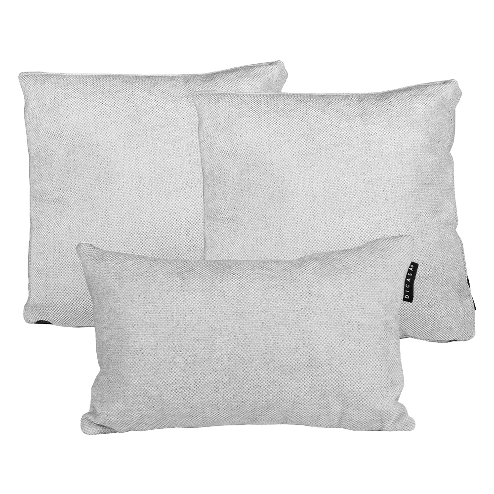 Set De 3 Cojines Dicasa Delta Zita Color Gris Dolphin(1 Rectangular Y 2 Cuadrados Grandes)