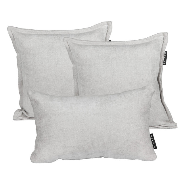 Set De 3 Cojines Dicasa Kappa Delta Color Gris Ash(2 Cuadrados + 1 Rectangular)