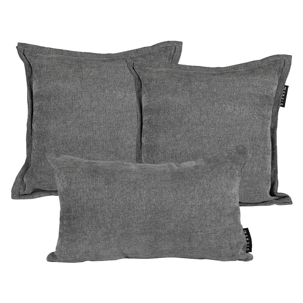 Foto 1 | Set De 3 Cojines Dicasa Kappa Delta Color Dark Grey(2 Cuadrados + 1 Rectangular)