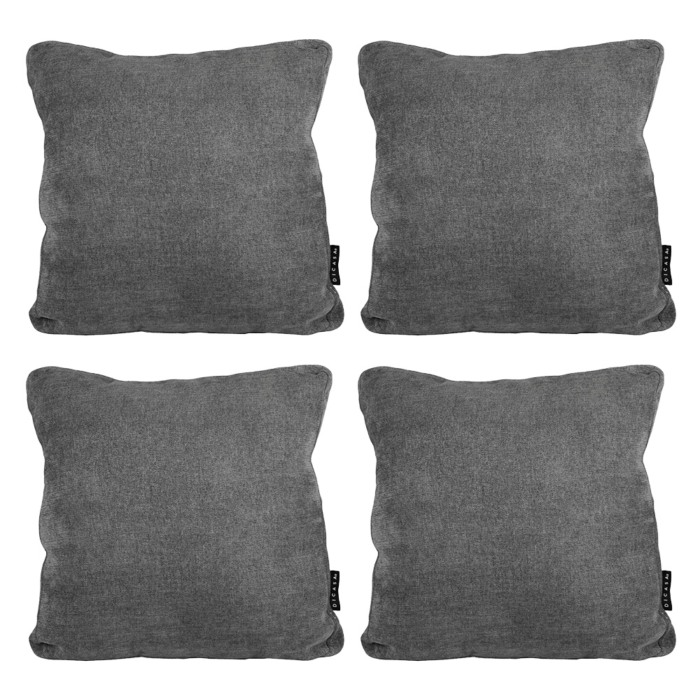 Foto 1 | Set De 4 Cojines Dicasa Zita Color Dark Grey Cuadrado Grande