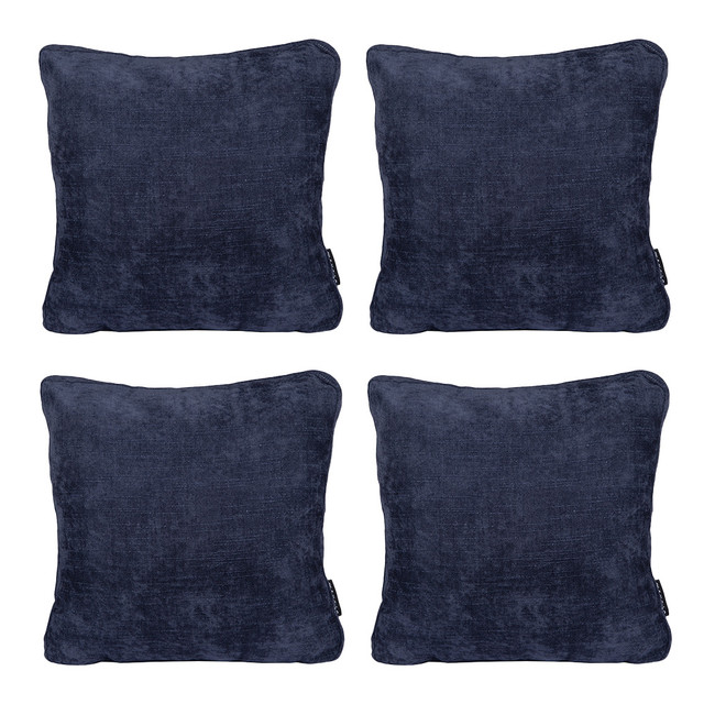 Set De 4 Cojines Dicasa Zita Color Azul Soho Cuadrado Grande