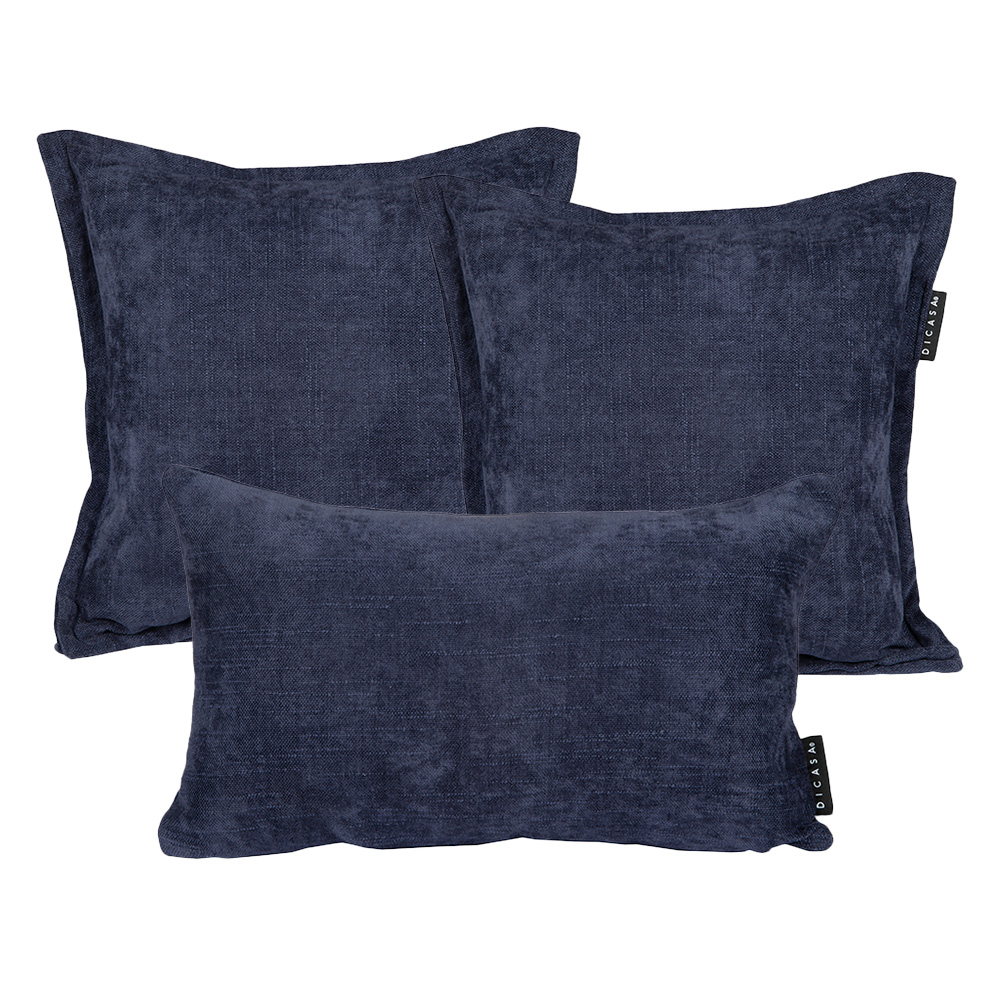 Set De 3 Cojines Dicasa Kappa Delta Color Azul Soho(2 Cuadrados + 1 Rectangular)