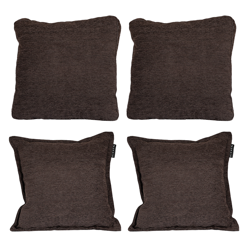 Set De 4 Cojines Dicasa Kappa Zita Color Chocolate(2 Cuadrados + 2 Cuadrados Grandes)