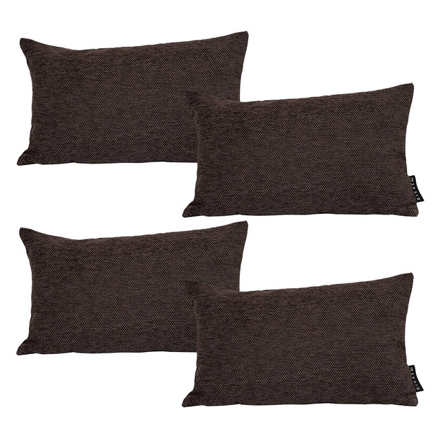 Set De 4 Cojines Riñoneras Dicasa Delta Color Chocolate Rectangular