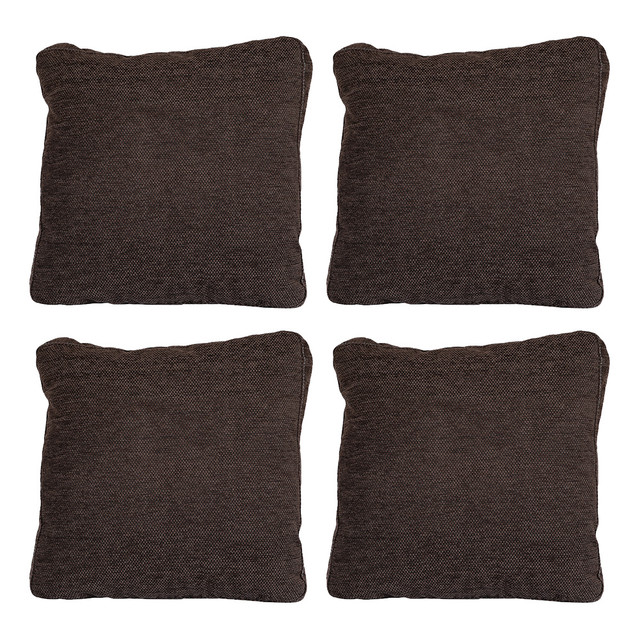 Set De 4 Cojines Dicasa Zita Color Chocolate Cuadrado Grande