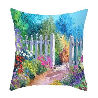 Foto 1 | Funda De Almohada Huoguo Pintura Al Óleo Rural De Lavanda 45 Cm X 45 Cm - Venta Internacional.