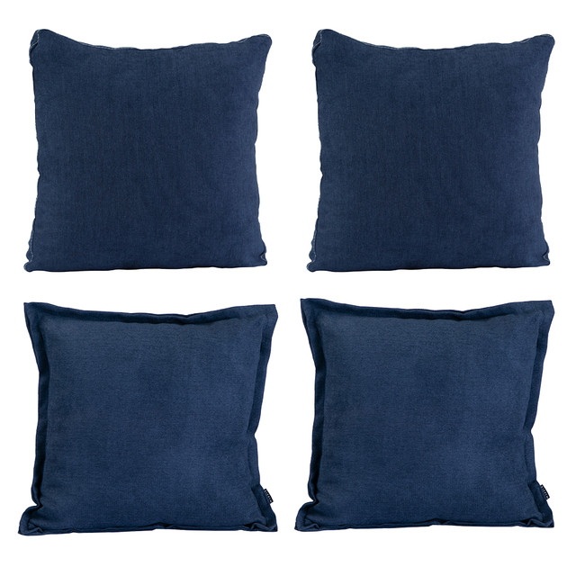 Set De 4 Cojines Dicasa Kappa Zita Color Azul Marino(2 Cuadrados + 2 Cuadrados Grandes)