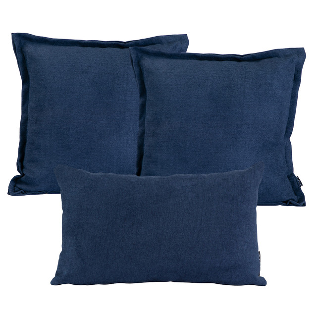 Set De 3 Cojines Dicasa Kappa Delta Color Azul Marino(2 Cuadrados + 1 Rectangular)