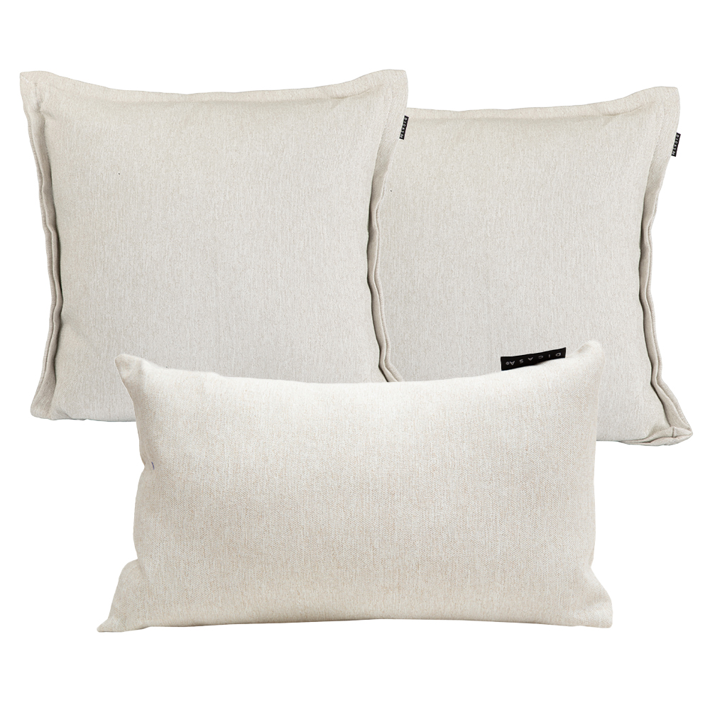 Set De 3 Cojines Dicasa Kappa Delta Color Beige Claro(2 Cuadrados + 1 Rectangular)