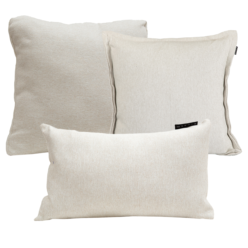 Set De 3 Cojines Dicasa Kappa Zita Delta Color Beige Claro(1 Cuadrado + 1 Cuad Gde Y 1 Rect)
