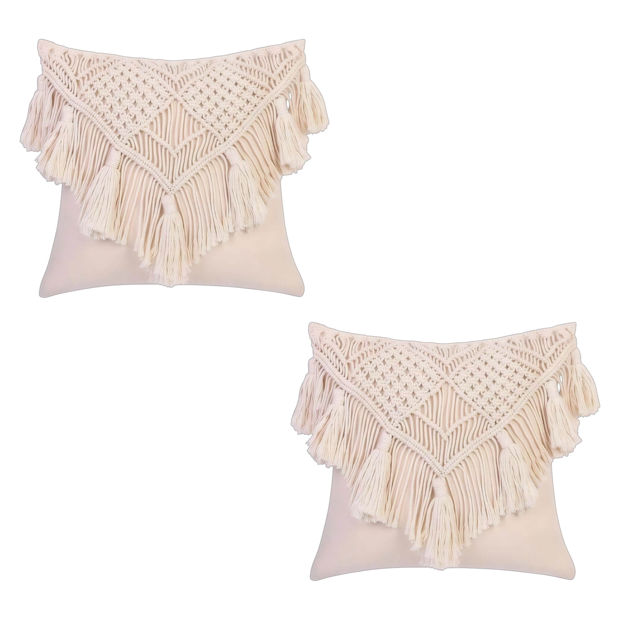 Foto 1 | Ilios Innova | Set De 2 Fundas Para Cojín Boho Crema  Tejidas A Mano  Decorativas Artesanales Para Sala O Dormitorio.