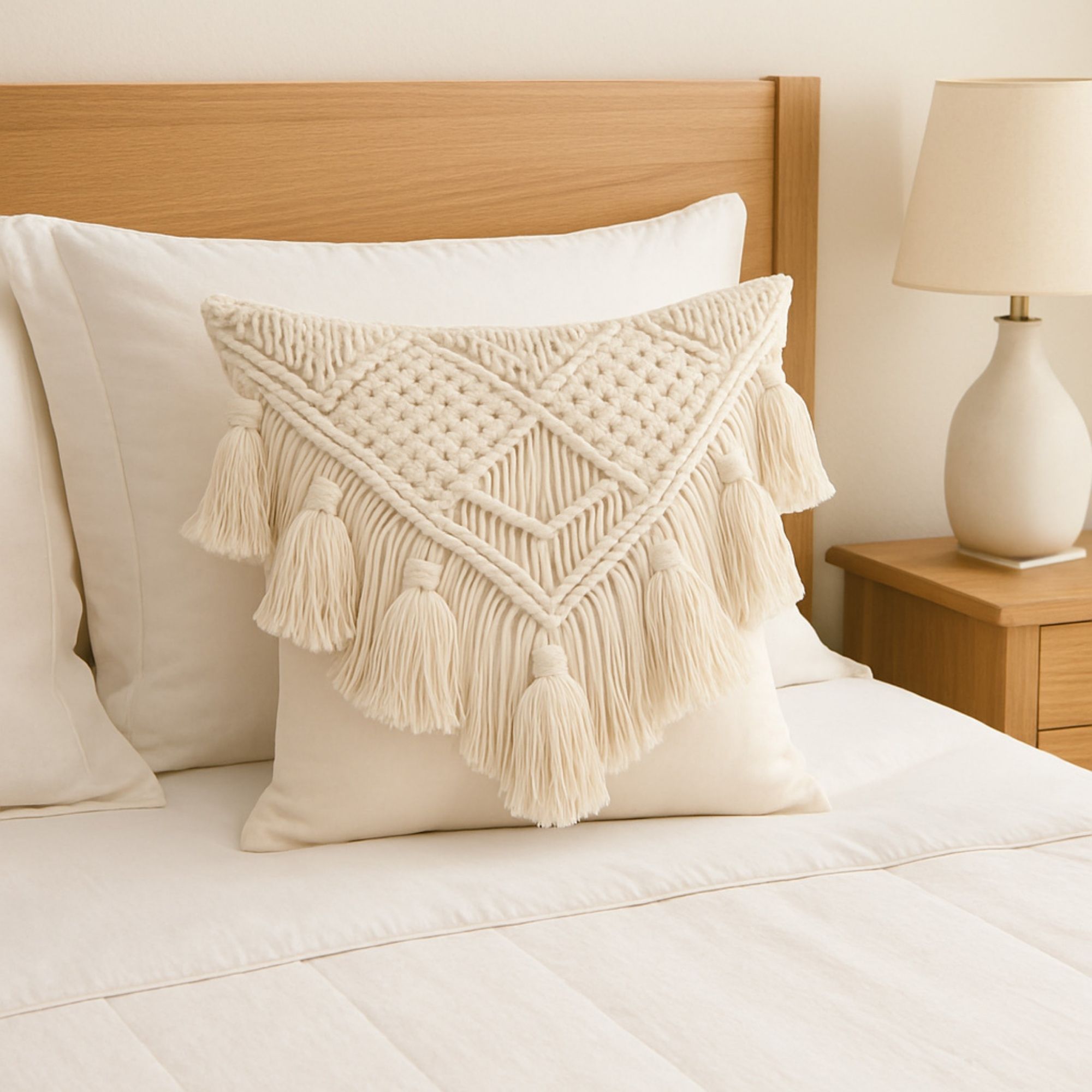 Foto 4 | Ilios Innova | Set De 2 Fundas Para Cojín Boho Crema  Tejidas A Mano  Decorativas Artesanales Para Sala O Dormitorio.