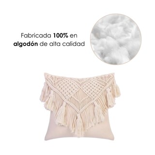 Foto 6 | Ilios Innova | Set De 2 Fundas Para Cojín Boho Crema Tejidas A Mano Decorativas Artesanales Para Sala O Dormitorio.