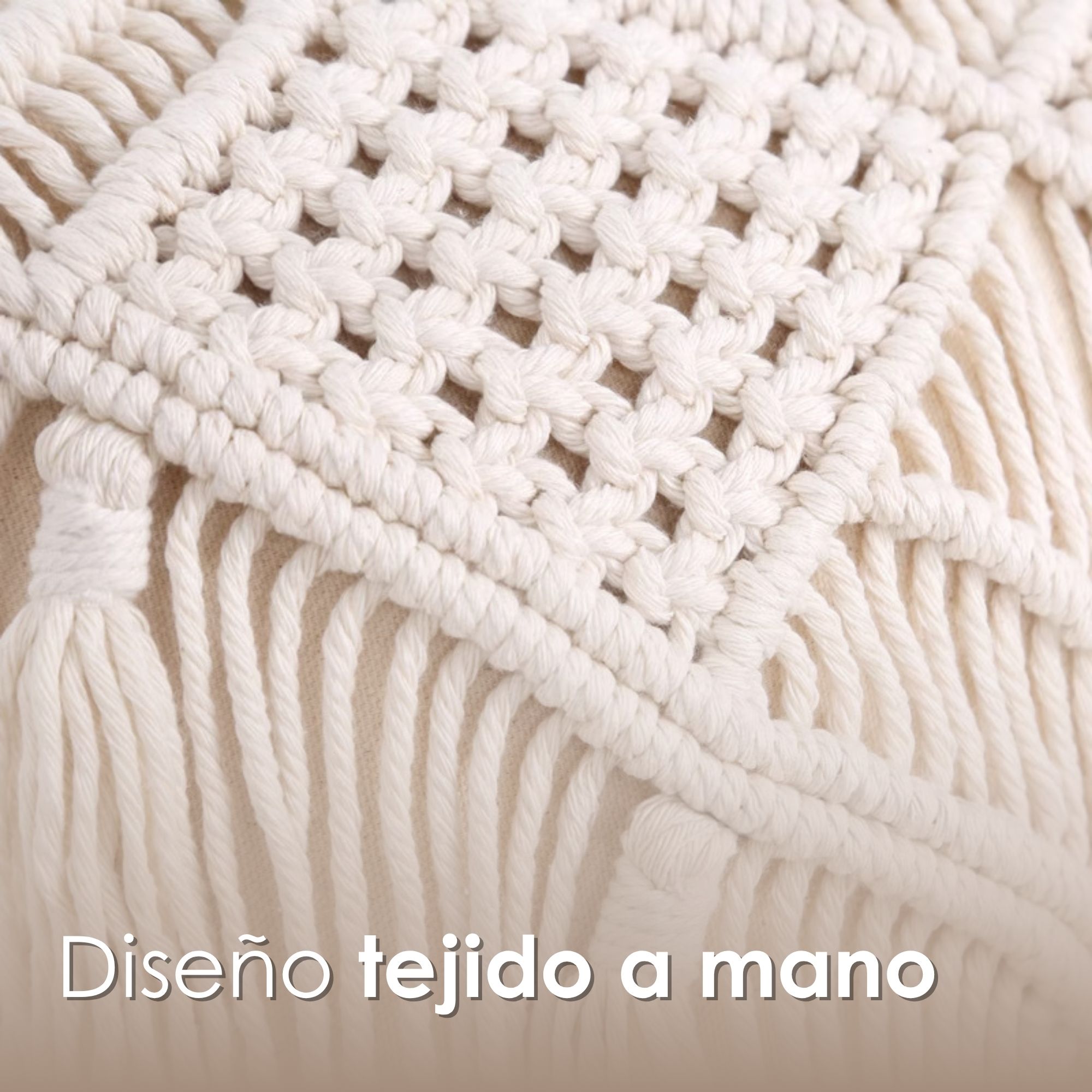 Foto 8 pulgar | Ilios Innova | Set De 2 Fundas Para Cojín Boho Crema  Tejidas A Mano  Decorativas Artesanales Para Sala O Dormitorio.
