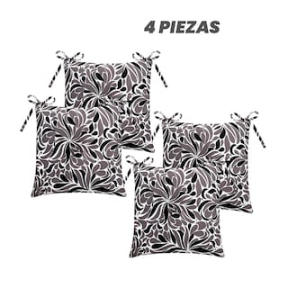 Foto 1 | Juego De 4 Cojines Para Silla Elefantito Hogar Gotas Color Gris Oxford Con Cintas Para Sujetarse Cómodos Y F