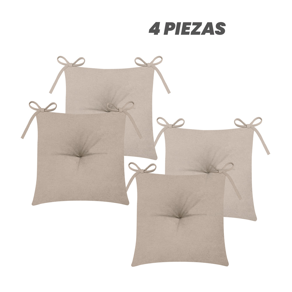 Foto 1 | Juego De 4 Cojines Para Silla Elefantito Hogar  Color Gris Con Cintas Para Sujetarse  Cómodos Y Fáciles De Utilizar