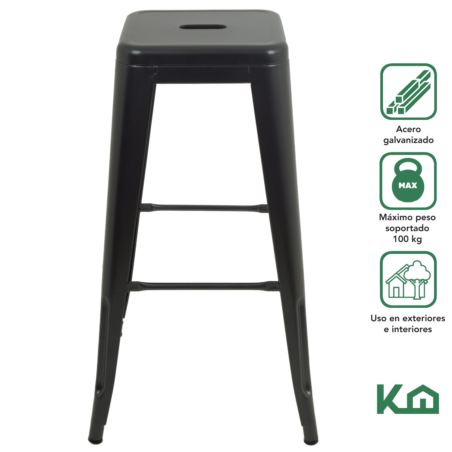 Foto 3 pulgar | Banco Alto Tolix KingsHouse 300640 color Gris de Metal para Comedor