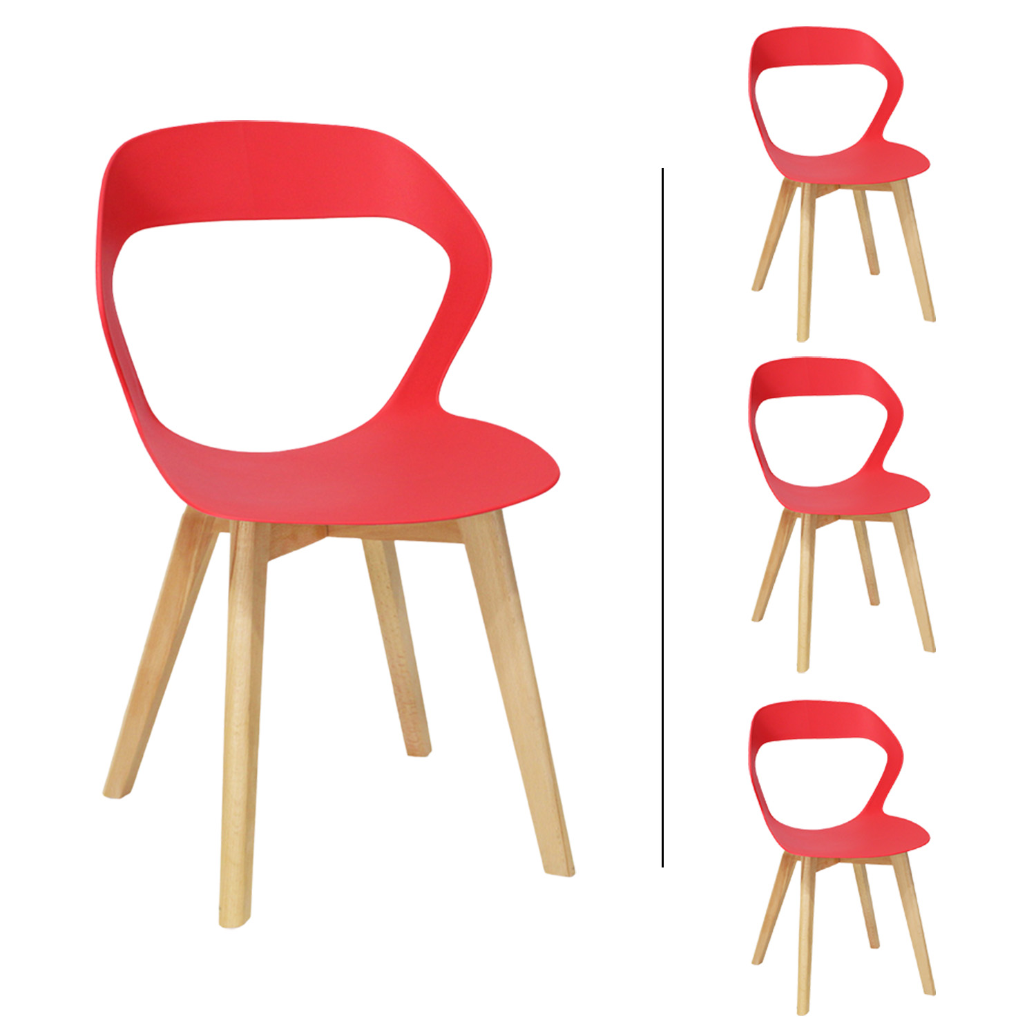 Set Sillas Mundo In Moura Rojas 4 Piezas