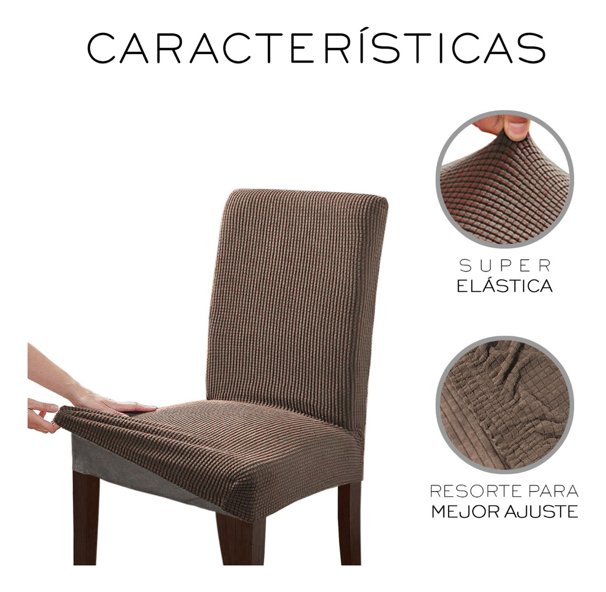 Foto 4 pulgar | Fundas Protectoras para Silla de Comedor Wünd Removibles Marrón 6 Piezas