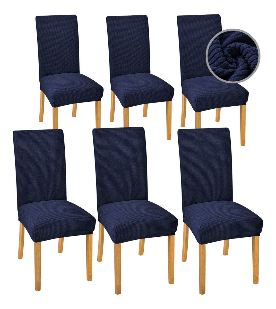 Foto 2 pulgar | Fundas Protectoras Removibles Para Silla Comedor Azul Marino 6 Piezas