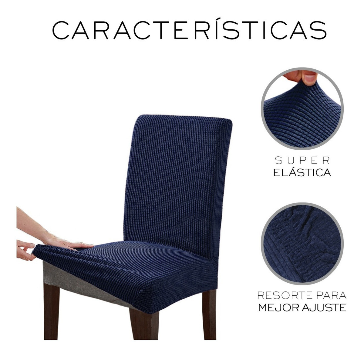 Foto 4 pulgar | Fundas Protectoras Removibles Para Silla Comedor Azul Marino 6 Piezas