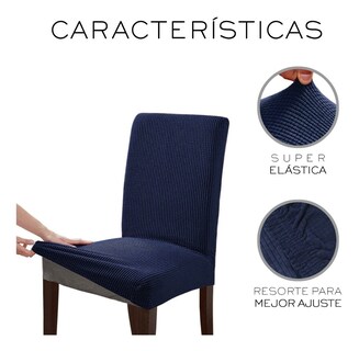 Foto 3 | Fundas Protectoras Removibles Para Silla Comedor Azul Marino 6 Piezas