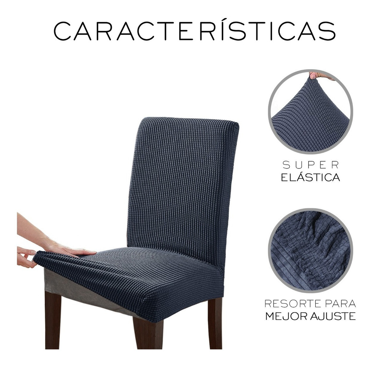 Foto 4 pulgar | Fundas Protectoras para Silla de Comedor Wünd Removibles Gris 6 Piezas