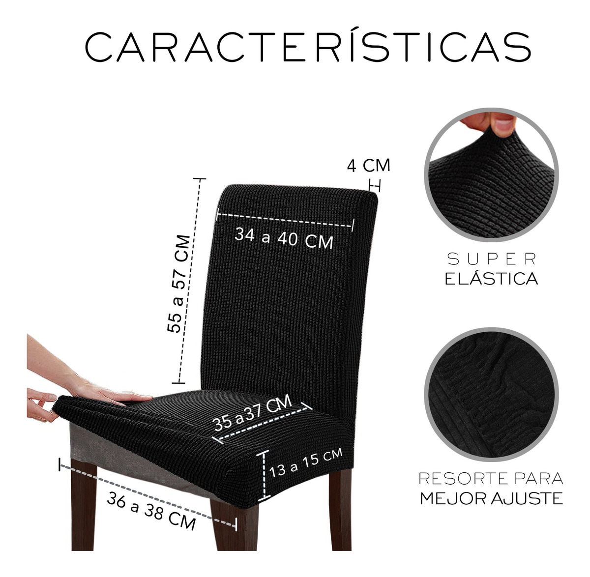 Foto 3 pulgar | Fundas Protectoras para Silla de Comedor Wünd Removibles Negro 6 Piezas