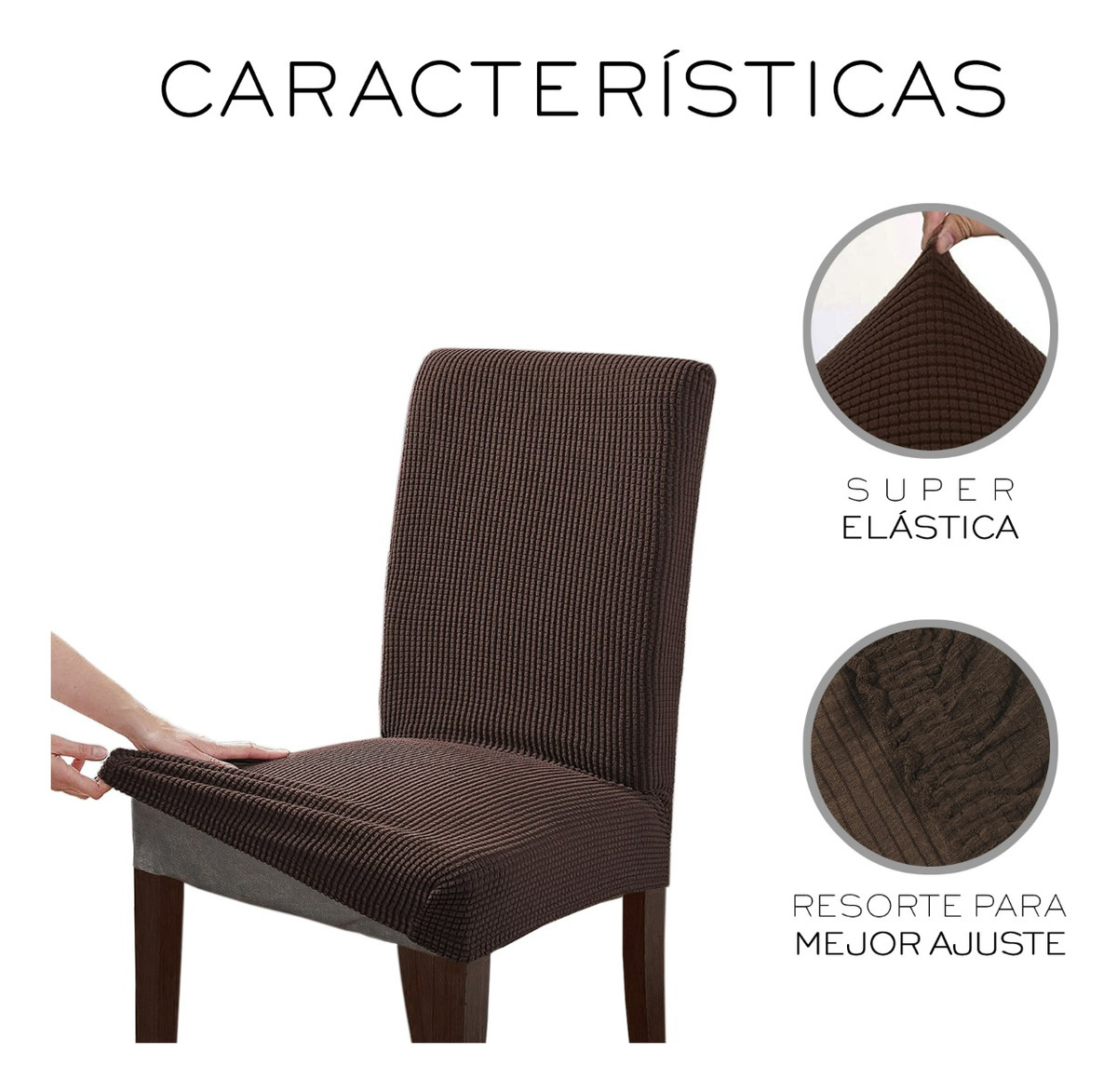 Foto 4 pulgar | Fundas Protectoras para Silla de Comedor Wünd Removibles Marrón 6 Piezas