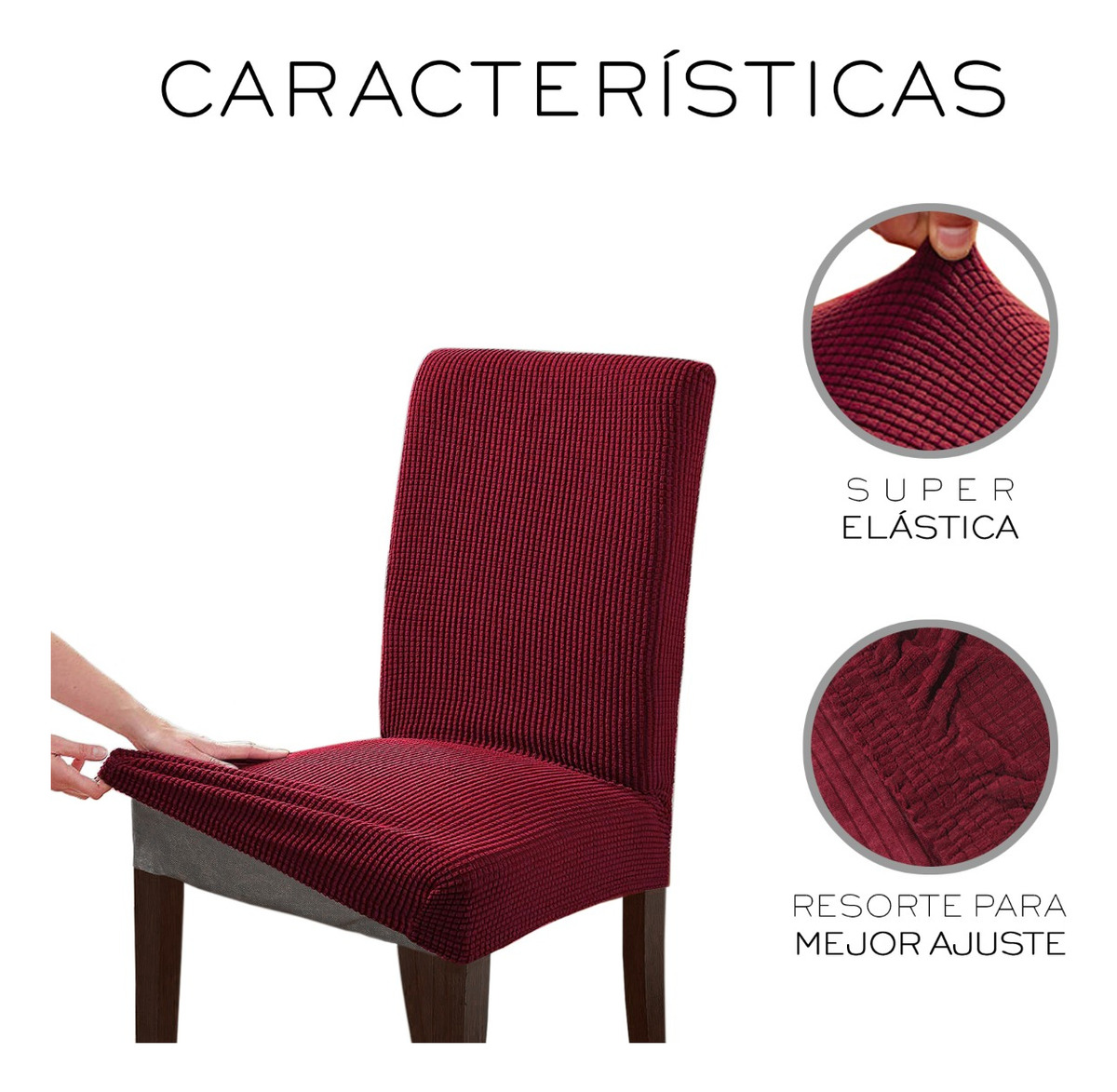 Foto 4 pulgar | Fundas Protectoras para Silla de Comedor Wünd Removibles Vino 6 Piezas