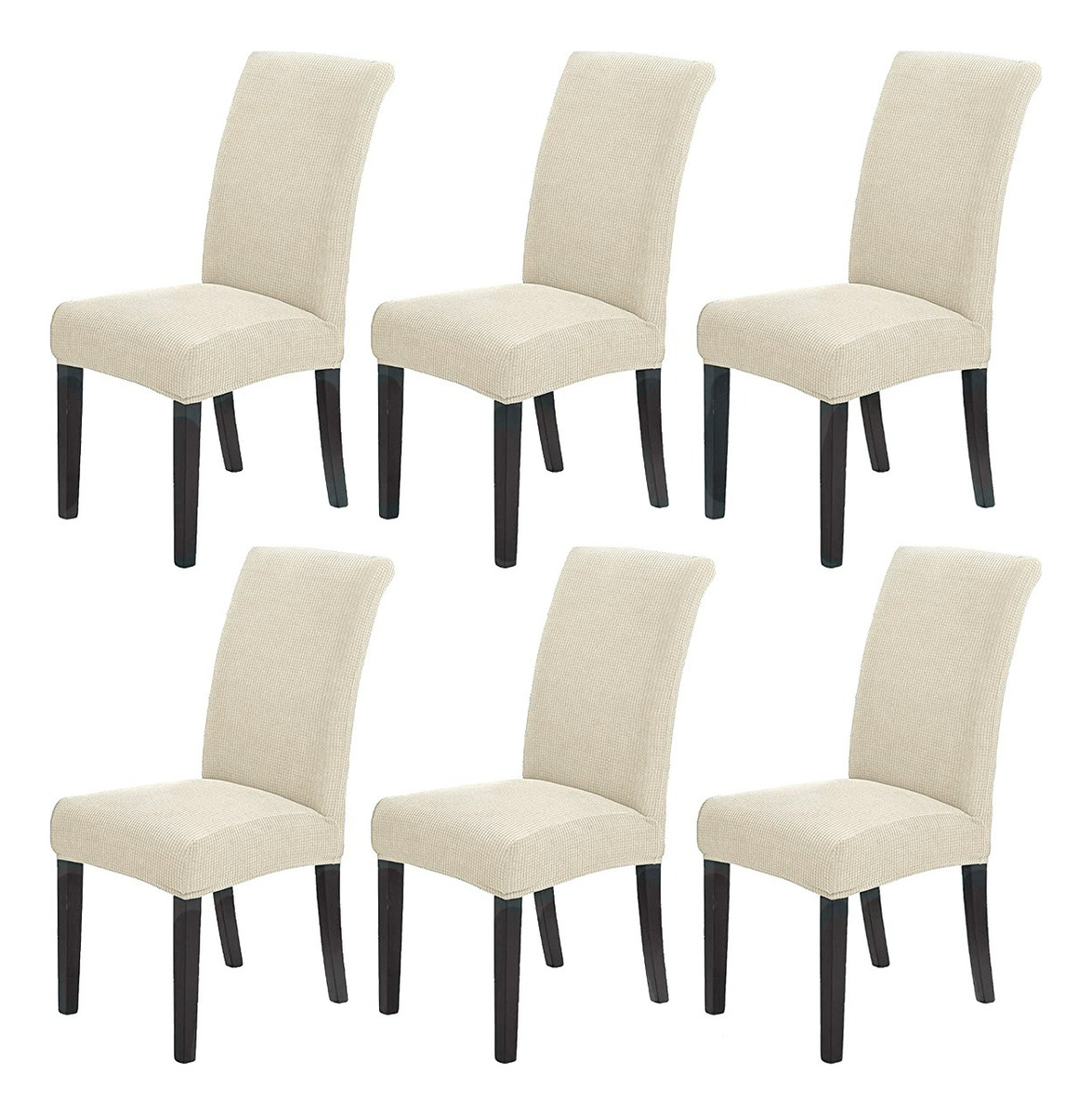 Foto 1 | Fundas Elásticas Protectoras para Sillas de Comedor Removibles Beige 6 piezas