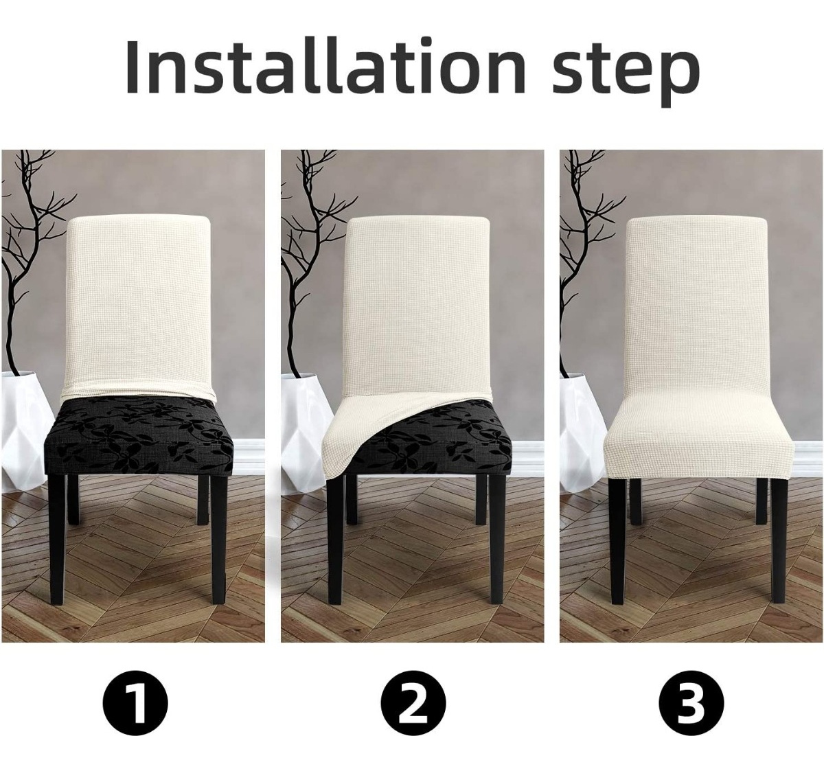 Foto 4 pulgar | Fundas Elásticas Protectoras para Sillas de Comedor Removibles Beige 6 piezas