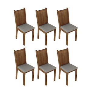 Foto 2 | Kit 6 Sillas De Comedor 4290 Madesa Marron Beige