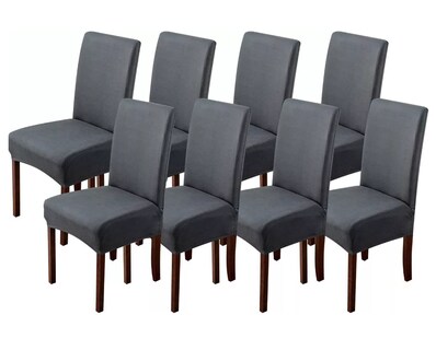 Foto 3 | Fundas Elásticas Protectoras para Sillas de Comedor Gris 8 Piezas