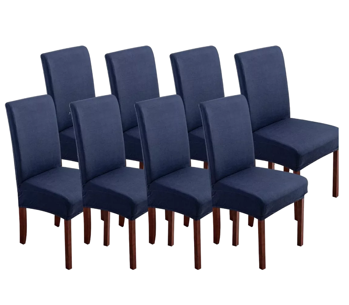 Foto 2 pulgar | Fundas para Sillas de Comedor Elásticas Azul Marino 8 Piezas