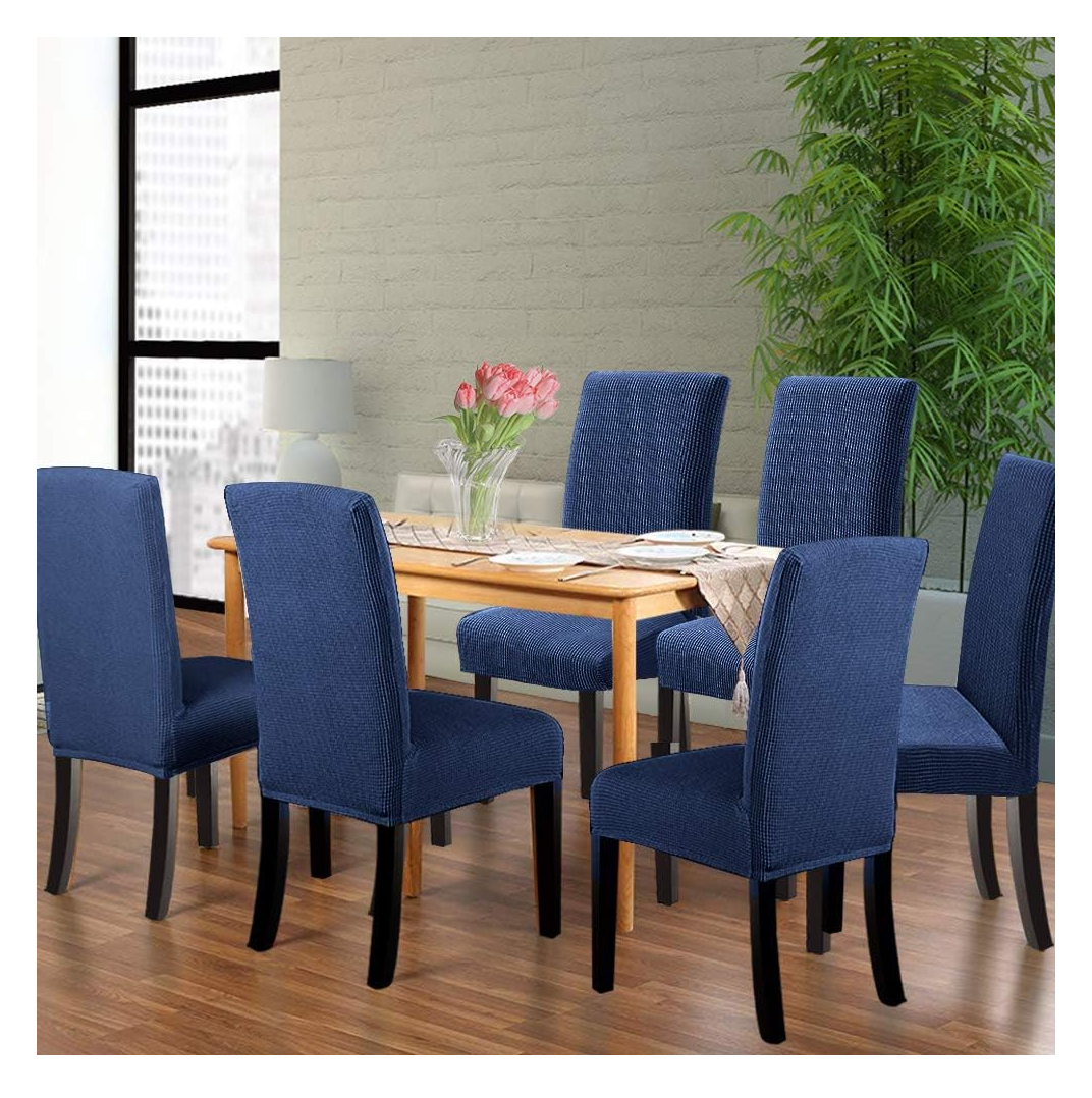 Foto 3 pulgar | Fundas para Sillas de Comedor Elásticas Azul Marino 8 Piezas