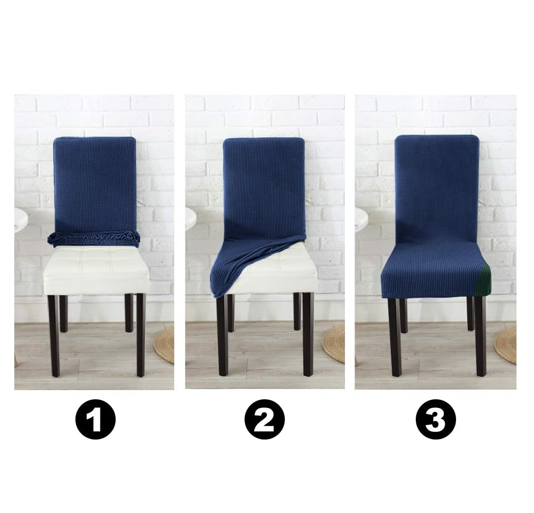 Foto 4 pulgar | Fundas para Sillas de Comedor Elásticas Azul Marino 8 Piezas
