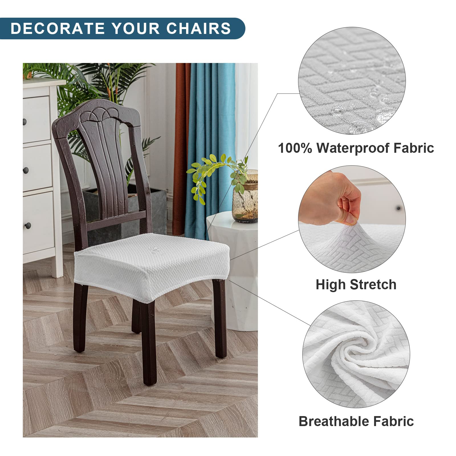 Foto 3 pulgar | Fundas Impermeables para Sillas de Comedor Genina White 6 Unidades - Venta Internacional